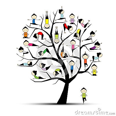 Yoga practice, tree concept for your design Vector Illustration