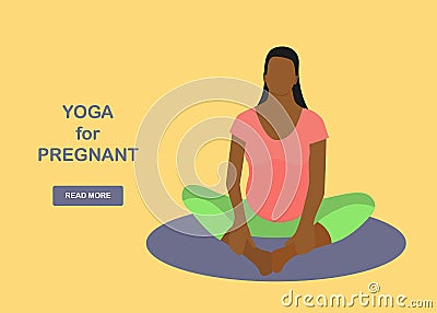 Yoga for pregnant woman banner template in a modern cartoon style Stock Photo