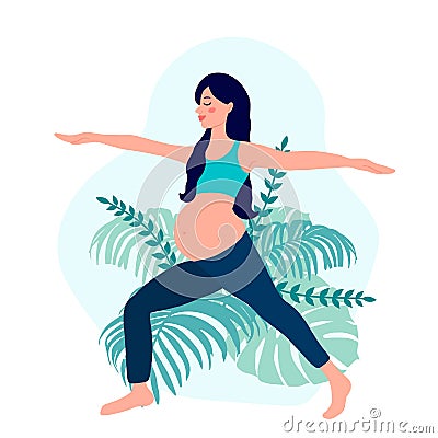 Yoga pregnant women concept. Relax, meditation for the expectant mother. vector illustration Vector Illustration