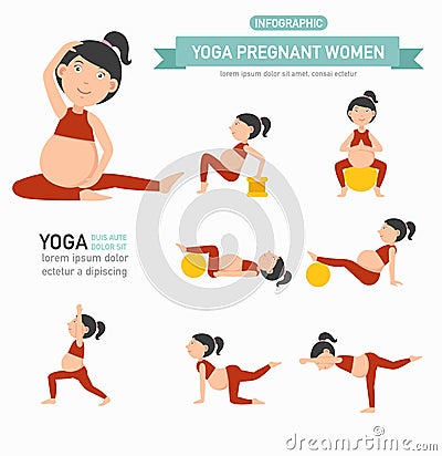 Yoga pregnant women healthcare infographics.vector Vector Illustration