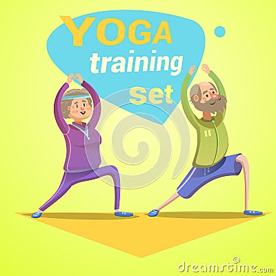 Yoga retro cartoon Vector Illustration