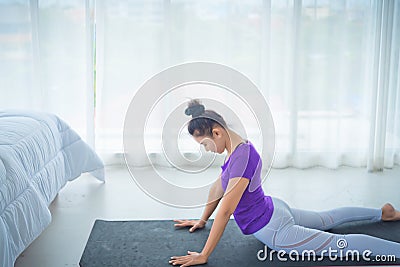 Yoga room in a calm and relaxed Stock Photo