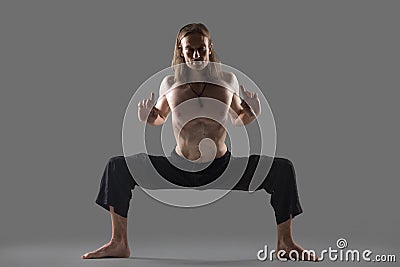 Yoga rudrasana pose Stock Photo