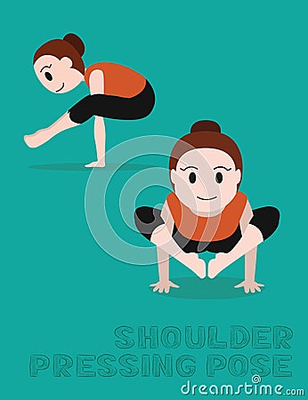 Yoga Shoulder Pressing Pose Cartoon Vector Illustration Vector Illustration