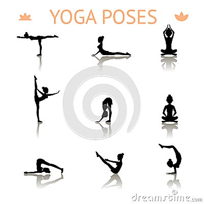 Yoga silhouette poses Vector Illustration