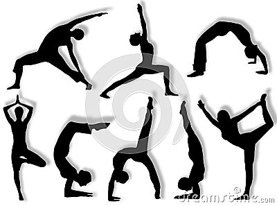 Yoga silhouettes Stock Photo