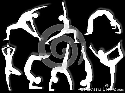 Yoga silhouettes Stock Photo