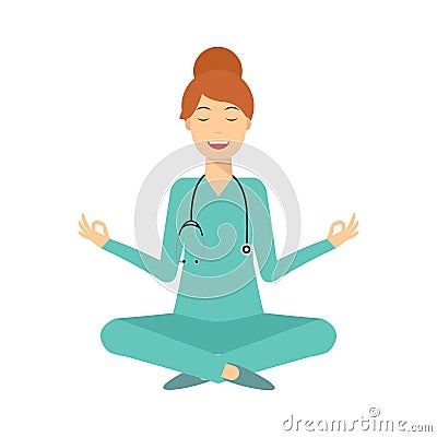 Yoga smiling doctor woman Vector Illustration