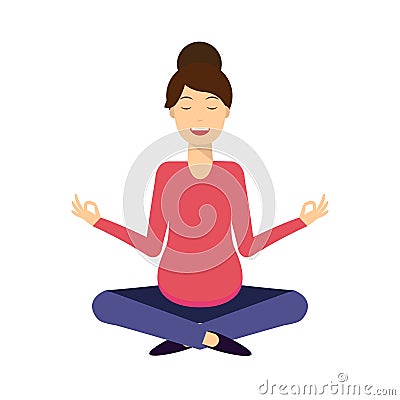 Yoga smiling pregnant woman Vector Illustration