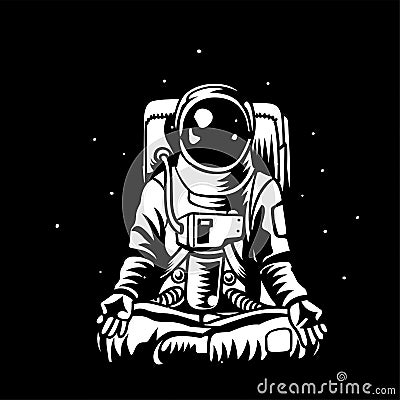 Vector astronaut meditating in open capacity Vector Illustration