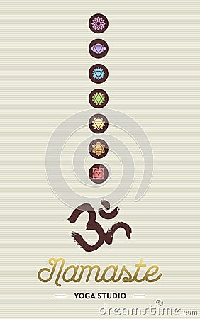 Yoga studio business concept with chakra icons Vector Illustration