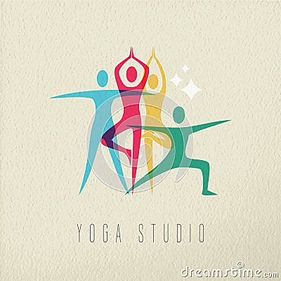 Yoga studio design of people doing meditation Vector Illustration