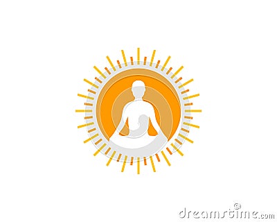 Yoga Sun Icon Logo Design Element Vector Illustration