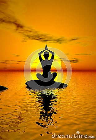 Yoga at Sunset Stock Photo