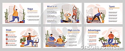 Yoga training concept for presentation slide template. Vector Illustration