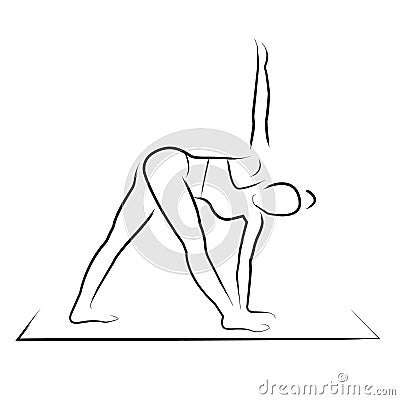 Yoga twisted warrior pose Vector Illustration