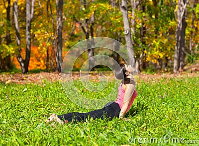 Yoga urdhva mukha shvanasana pose Stock Photo