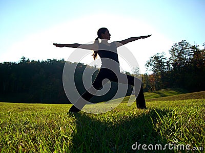 Yoga Warrior Pose Stock Photo