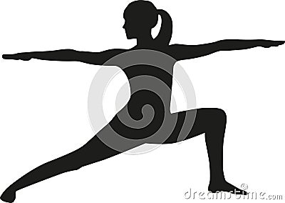 Yoga warrior pose silhouette Vector Illustration