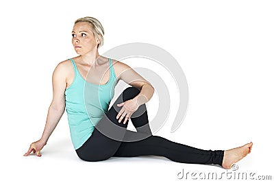 Yoga woman green position_64 Stock Photo