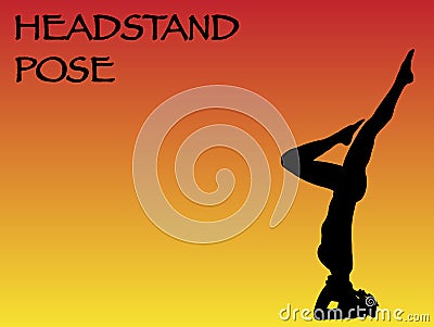 Yoga Woman Headstand Pose Stock Photo