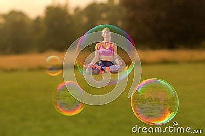 A yoga woman is hovering Stock Photo