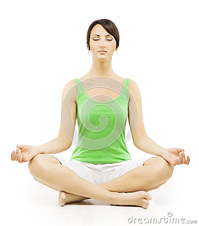 Yoga Woman in Meditation Sitting in Lotus Pose Female Meditating Stock Photo