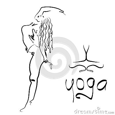 Yoga. Young flexible woman practicing yoga. You can use it as a logo for group sessions, for a yoga studio or class of meditation. Vector Illustration