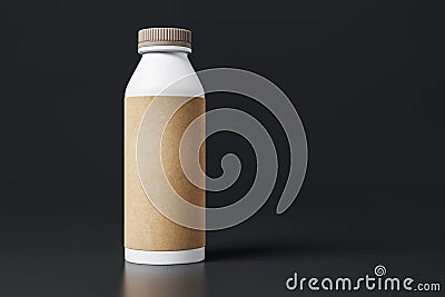 Yoghurt bottle with blank brown label Stock Photo