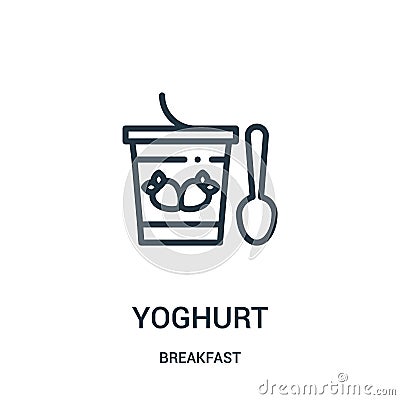yoghurt icon vector from breakfast collection. Thin line yoghurt outline icon vector illustration Vector Illustration