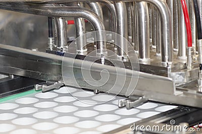 Yoghurt packaging line Stock Photo