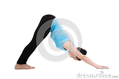 Yogi female in yoga pose ardha mukha shvanasana Stock Photo