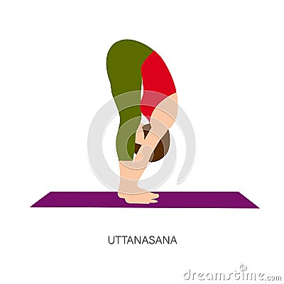 Yogi woman in Uttanasana pose. Vector illustration Vector Illustration