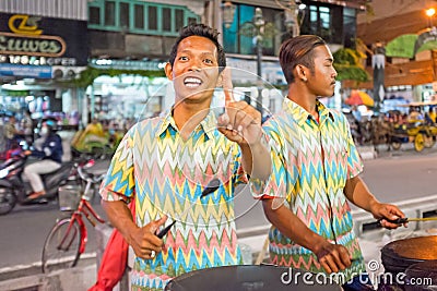 YOGJAKARTA, INDONESIA - DECEMBER 16, 2016: Musicians playing in Editorial Stock Photo