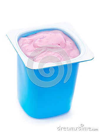 Yogurt in blue box Stock Photo