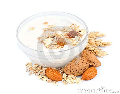 Yogurt with cereals Stock Photo