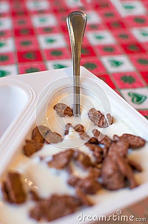 Yogurt with crunchy chocolate cereals Stock Photo