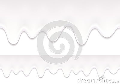 Yogurt drips. Seamless horizontal border. Vector Illustration