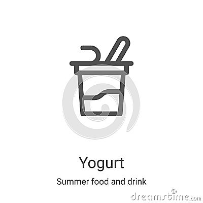 yogurt icon vector from summer food and drink collection. Thin line yogurt outline icon vector illustration. Linear symbol for use Vector Illustration