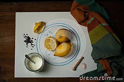 Yogurt lemon dressing Stock Photo
