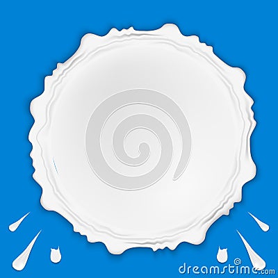 Yogurt or milk cream stain drop. Melted ice cream blot. 3d realistic dripping set Vector Illustration