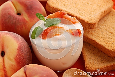 Yogurt with peach flavor Stock Photo