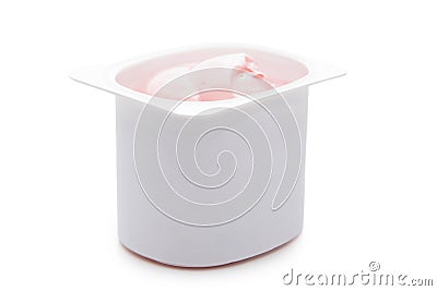 Yogurt in plastic container Stock Photo