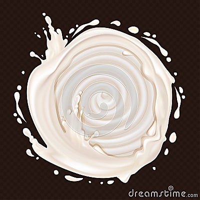 Yogurt splash. White swirl. Vector Illustration