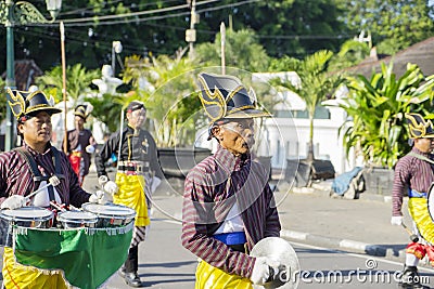 Yogyakarta palace soldiers marching in a festival Editorial Stock Photo