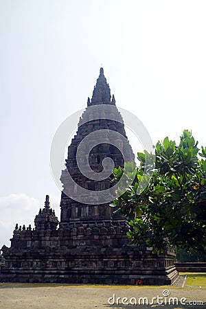 Historical building of the Prambanan temple with many beautiful reliefs, a place for historical tours for local and foreign Stock Photo