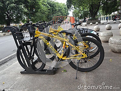 The Jogjabike. Malioboro free bicycles are provided for visitors Editorial Stock Photo