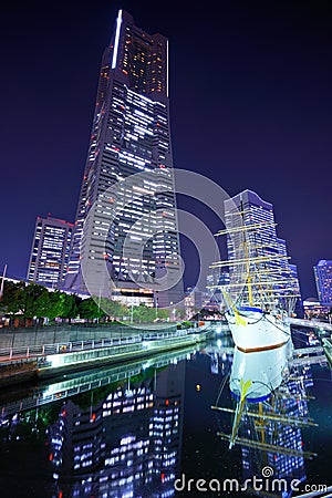 Yokohama, Japan at Night Stock Photo