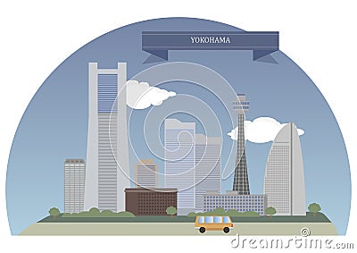 Yokohama, Japan Vector Illustration