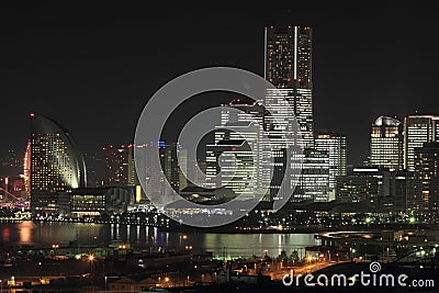 Yokohama Minato Mirai 21 at night Stock Photo